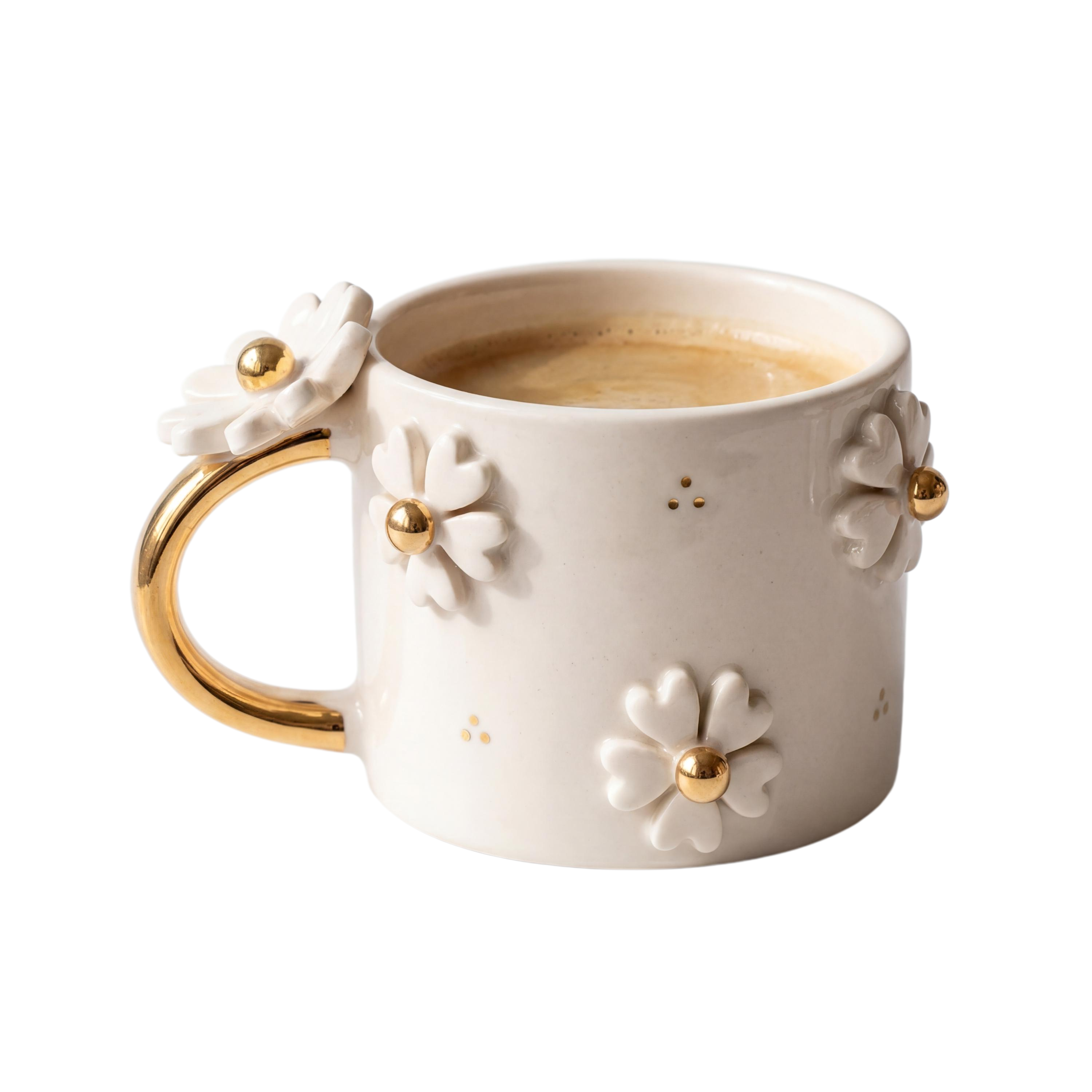 Romantic Daisy Relief Ceramic Mug
