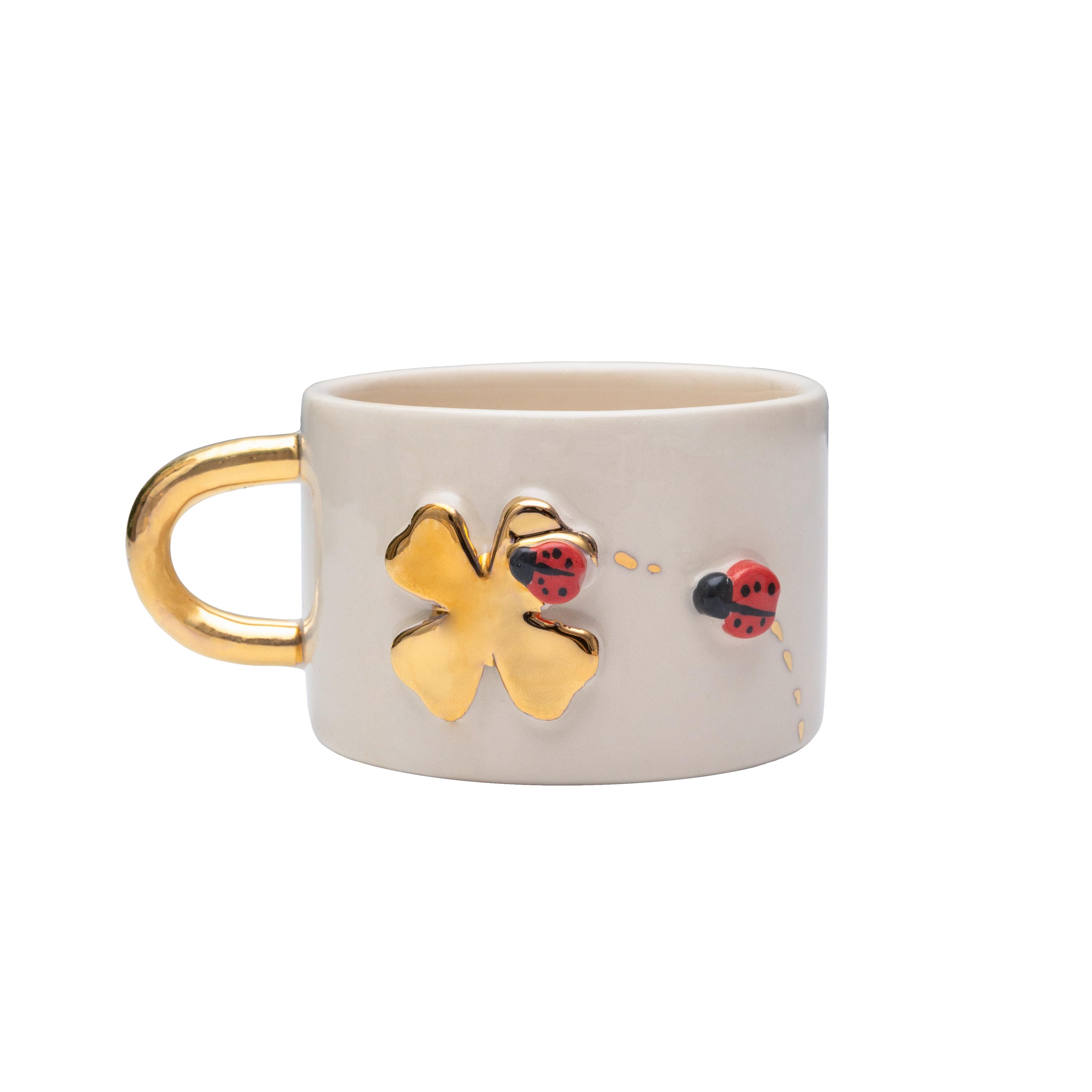 Lucky Clover and Ladybug Ceramic Mug