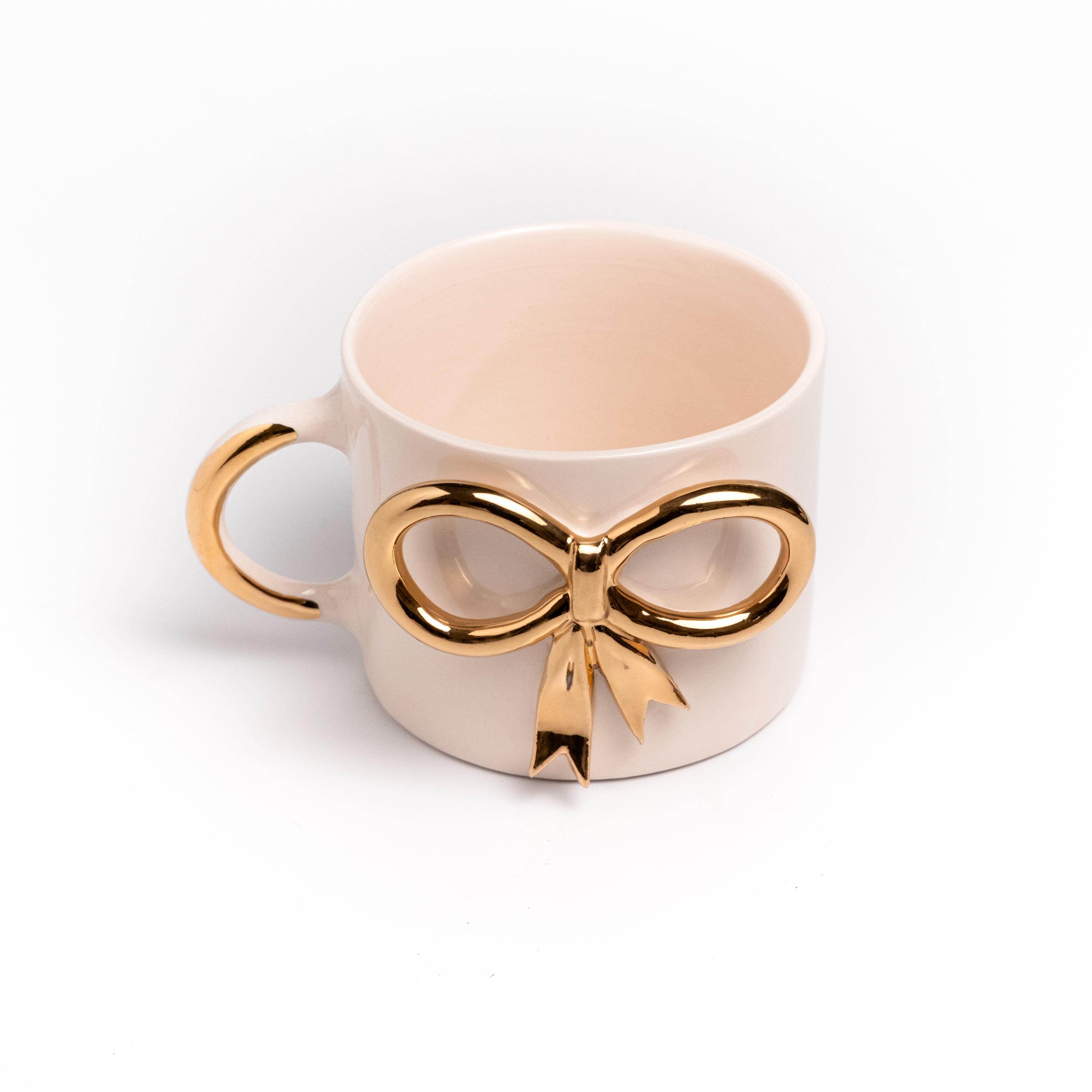 Elegant Gold Bow Ceramic Mug