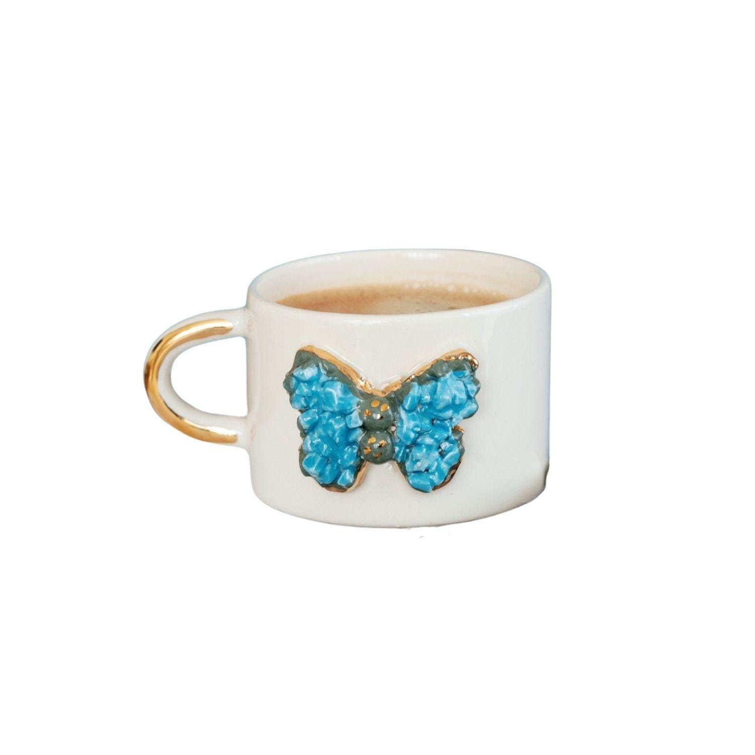 Elegant butterfly relief ceramic cup